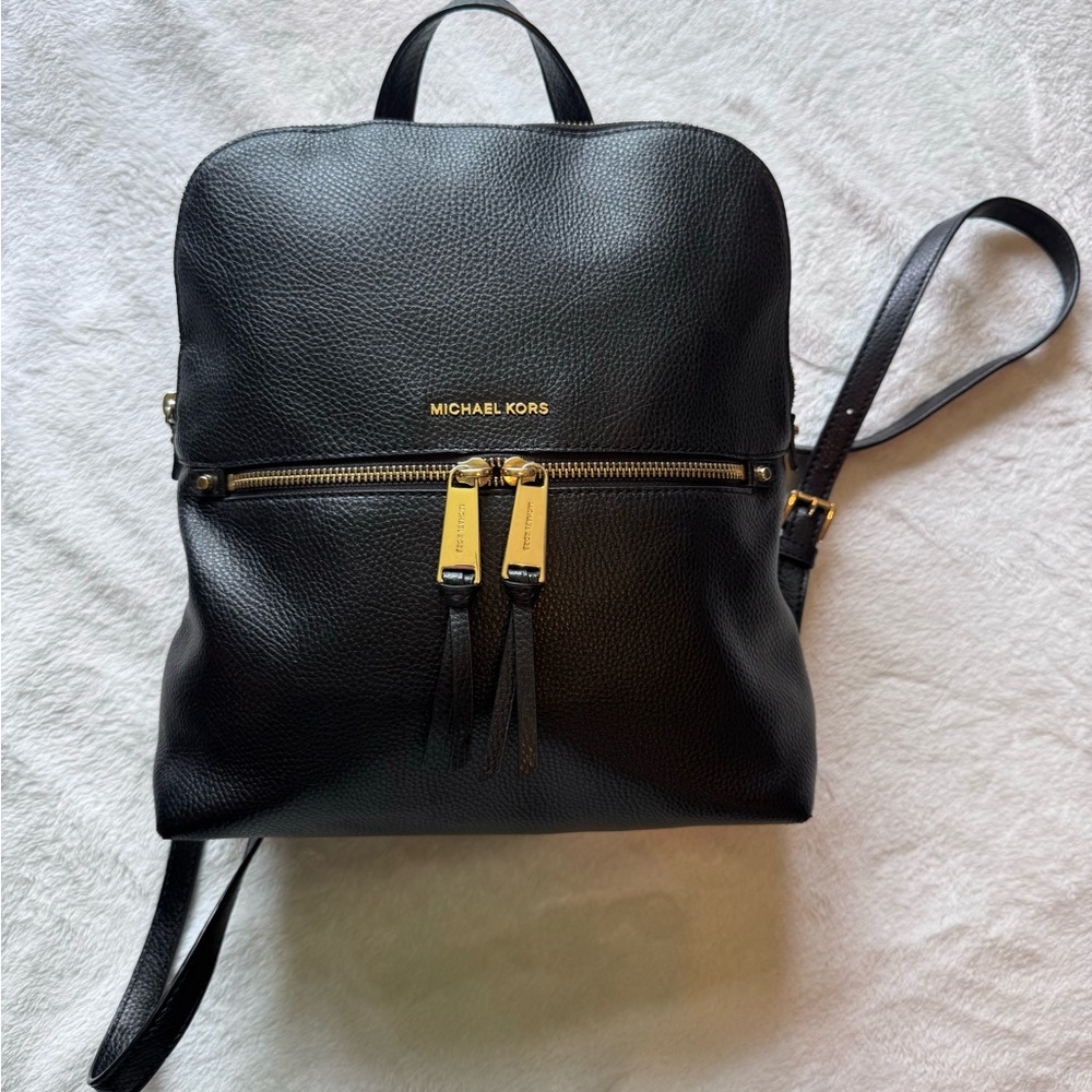 Michael Kors Black Backpack with Gold Accents